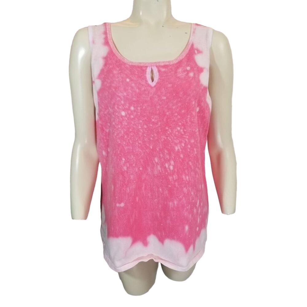 Tommy Hilfiger Custom Bleach Reverse Tie-dye Keyhole Tank Top Women's‎ size 1X